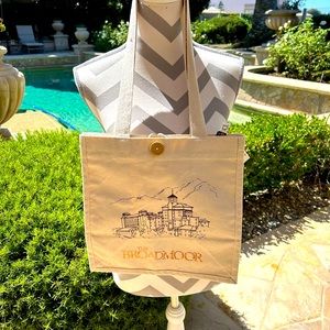 Bag makers, canvas tote, brand new with button tie.  It features the broadmoor.